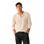 Men's Textured Fabric Solid Half-Open Collar T-Shirt