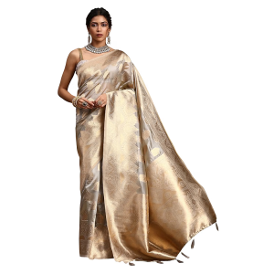 Women's Silk Blend Woven Design Banarasi Saree with Unstitched Blouse Piece