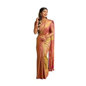 Tissue Silk Saree - Dual Shade Gold