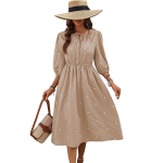Cotton Blend Women's Casual Dress Mid-Length Maxi Dress for Woman