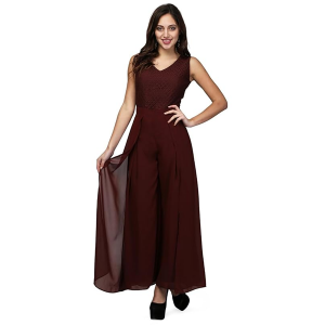 Women's Maroon Sleeveless Party Jumpsuit