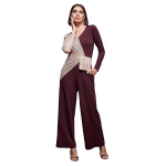 Women's V-Neck Full Sleeve Embellished Asymmetric Regular Length Polyester Jumpsuit with Pockets