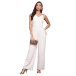 Women's Halter Neck Sleeveless Solid Wide Leg Sequin Paneled Regular Length Jumpsuit
