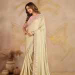 Women's Satin Embroidery With Sequence Work Saree with Unstitch Blouse Piece For Women