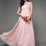 Women's Square Neck Half Sleeve Solid Embellished Maxi Dress
