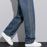 Jeans for Men | Loose Fit Light Wash Denim Pants with Wide Leg Streetwear Style
