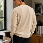 Men's Textured Fabric Solid Half-Open Collar T-Shirt