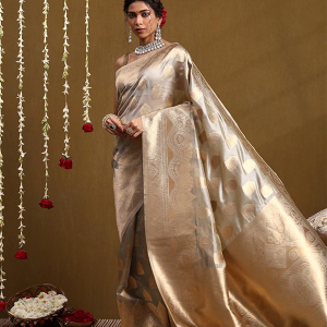 Women's Silk Blend Woven Design Banarasi Saree with Unstitched Blouse Piece