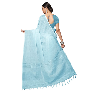 Women's Jacquard Linen Saree With Unstitched Blouse Piece
