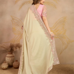 Women's Satin Embroidery With Sequence Work Saree with Unstitch Blouse Piece For Women
