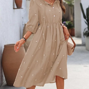 Cotton Blend Women's Casual Dress Mid-Length Maxi Dress for Woman