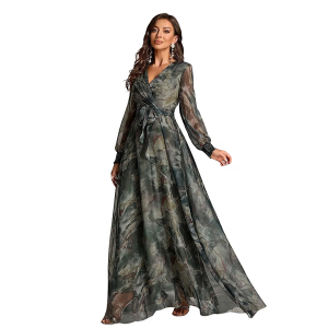 Dress for Women || Women’s Printed Wrap Maxi Gown