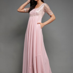 Women's Square Neck Half Sleeve Solid Embellished Maxi Dress