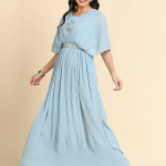 Women's Long Gown for Solid Georgette with Heavy Embroidery and Hand Work Belt with Round Neck Gown