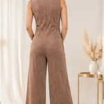 Women's Sparkly Sleeveless V-Neck Wide Leg Jumpsuit – Elegant Glitter Evening Party Outfit