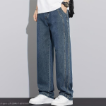 Jeans for Men | Loose Fit Light Wash Denim Pants with Wide Leg Streetwear Style