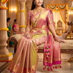 Tissue Silk Saree - Dual Shade Gold