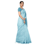 Women's Jacquard Linen Saree With Unstitched Blouse Piece