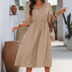 Cotton Blend Women's Casual Dress Mid-Length Maxi Dress for Woman