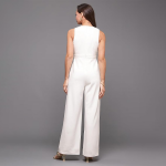 Women's Halter Neck Sleeveless Solid Wide Leg Sequin Paneled Regular Length Jumpsuit
